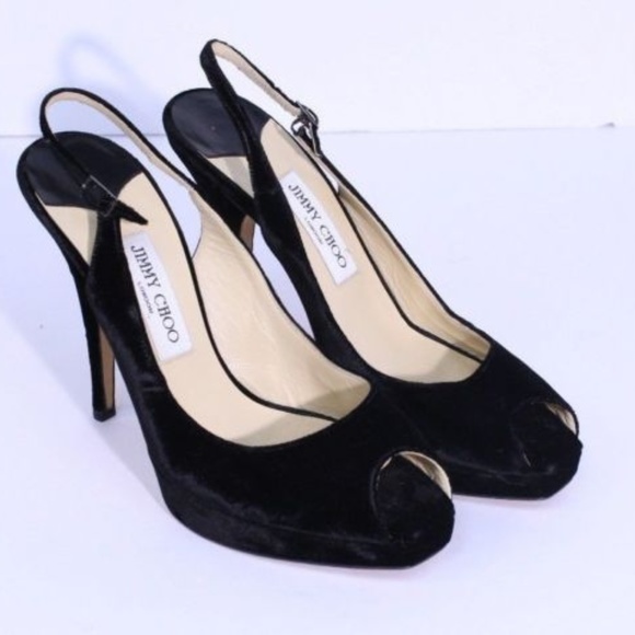 Jimmy Choo Shoes - *SOLD* Jimmy Choo Black Velvet Open Toe